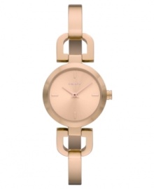 Fashioned with a unique bangle bracelet, this rosy DKNY watch is an everyday charmer.