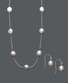 Embrace sheer elegance with this delicate jewelry set. From Fresh by Honora, set includes an illusion-style necklace decorated with cultured freshwater pearls (7-8 mm) and matching drop earrings. Crafted in sterling silver. Approximate necklace length: 18 inches. Approximate earring drop: 3/8 inch. Embrace sheer elegance with this delicate jewelry set. From Fresh by Honora, set includes an illusion-style necklace decorated with cultured freshwater pearls (7-8 mm) and matching drop earrings. Crafted in sterling silver. Approximate necklace length: 18 inches. Approximate earring drop: 3/8 inch.