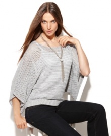 Metallic sparkle and a sheer knit create a unique combination! Try INC's lightweight sweater layered with your favorite tank. Metallic sparkle and a sheer knit create a unique combination! Try INC's lightweight sweater layered with your favorite tank.