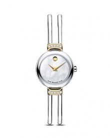 Women's Movado Harmony bangle watch in two-tone stainless steel.