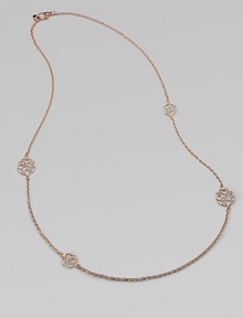 Delicate filigree-inspired stations on a link chain, all in warm 18k rose gold. 18k rose goldLength, about 27Lobster clasp closureMade in Italy Delicate filigree-inspired stations on a link chain, all in warm 18k rose gold. 18k rose goldLength, about 27Lobster clasp closureMade in Italy