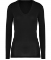 Effortlessly feminine, this super soft long sleeve tee from Majestic is a new-season must-have basic - Soft V-neckline, long sleeves, stitched trim - Loosely fitted - Pair with leather leggings and statement biker boots