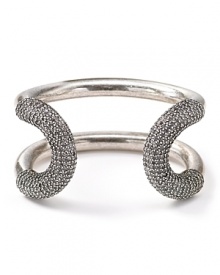 Show your cuff love with this silver oxide style from Giles & Brother, accented by black rhinestones. It ensures you always have something striking up your sleeve.