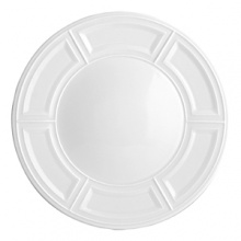 Architectural, white Limoges china with subtle relief patterns. Inspired by the coffered ceilings of Renaissance castles, its geometric motif emphasizes the sense of depth and quality of the material. Architectural, white Limoges china with subtle relief patterns. Inspired by the coffered ceilings of Renaissance castles, its geometric motif emphasizes the sense of depth and quality of the material.