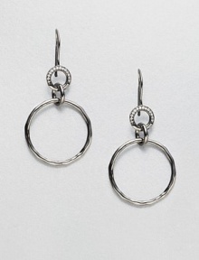 From the Wicked Collection. A sleek style in blackened sterling silver and dazzling diamonds with a linked design. Black rhodium-plated sterling silverDiamonds, .15 tcwDrop, about 2Hook backImported 