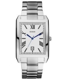 Clean lines with subtle blues make this masculine GUESS timepiece a go-to accessory. Clean lines with subtle blues make this masculine GUESS timepiece a go-to accessory.