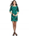 Alfani's shift dress looks lavish with this posh brocade-inspired print.