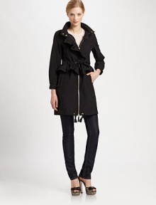 A chic canvas jacket featuring perfectly charming ruffles, convenient slash pockets and a drawstring waist for a flattering-yet-relaxed fit.Stand collarLong sleevesFront zipperRuffle detail at waistSlash pocketsDrawstring hemAbout 33 from shoulder to hem96% polyamide/4% nylonImported Model shown is 5'10 (177cm) wearing US size 4. A chic canvas jacket featuring perfectly charming ruffles, convenient slash pockets and a drawstring waist for a flattering-yet-relaxed fit.Stand collarLong sleevesFront zipperRuffle detail at waistSlash pocketsDrawstring hemAbout 33 from shoulder to hem96% polyamide/4% nylonImported Model shown is 5'10 (177cm) wearing US size 4.