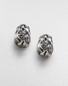From the Woven Cable Collection. An intricate design in sterling silver is the perfect mix of smooth and textured cables. Sterling silver Length, about ¾ Width, about ½ Post-and-hinge back Imported
