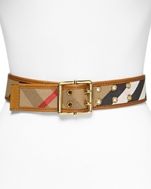 Lend every look a distinctive touch with this checked belt from Burberry, accented by an understated buckle. Lend every look a distinctive touch with this checked belt from Burberry, accented by an understated buckle.