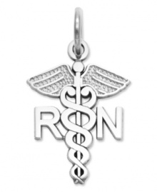 Honor your favorite nurse with this symbolic charm. Crafted in 14k white gold, charm features a polished design with the letters RN. Chain not included. Approximate length: 4/5 inch. Approximate width: 1/2 inch. Honor your favorite nurse with this symbolic charm. Crafted in 14k white gold, charm features a polished design with the letters RN. Chain not included. Approximate length: 4/5 inch. Approximate width: 1/2 inch.