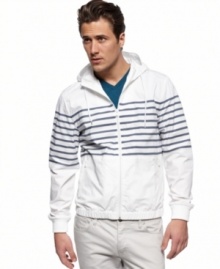 Step out of line with this cool full-zip hoodie from INC. Step out of line with this cool full-zip hoodie from INC.