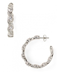 Make statement sparkle your new signature with these rhodium plated hoops from Lora Paolo. Boasting delicate detailing, this pair perfects evening elegance.