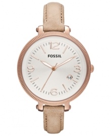 Ladylike hues captivate on this oversized Heather collection watch from Fossil.