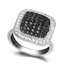Amp up your style with bold contrasting colors. This sparkling black and white diamond (1/4 ct. t.w.) ring by Victoria Townsend features a square shape set in sterling silver. Amp up your style with bold contrasting colors. This sparkling black and white diamond (1/4 ct. t.w.) ring by Victoria Townsend features a square shape set in sterling silver.