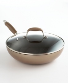 The future of cookware design and innovation. Ultimate in every sense, Anolon's versatile pan is crafted in bronze-hued, hard-anodized aluminum with an exclusive nonstick coating and performance-ready shape that lets you rotate, stir and toss ingredients with ease. Limited lifetime warranty. The future of cookware design and innovation. Ultimate in every sense, Anolon's versatile pan is crafted in bronze-hued, hard-anodized aluminum with an exclusive nonstick coating and performance-ready shape that lets you rotate, stir and toss ingredients with ease. Limited lifetime warranty.