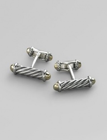 Cable column cuff links in silver and 18K gold. Imported Cable column cuff links in silver and 18K gold. Imported