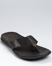 Sunny days call for sandals, and you'll maintain your style with these sleek and refined leather flip flops from John Varvatos Star USA.