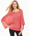 A sheer winner: INC's kimono sleeve sweater, featuring a metallic finish-- complete the look with your fave jeans!