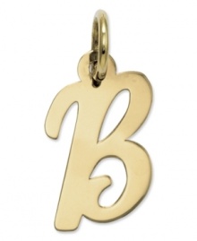 The perfect gift for Beatrice. This polished B initial charm features a pretty, small script design in 14k gold. Chain not included. Approximate length: 7/10 inch. Approximate width: 3/10 inch.