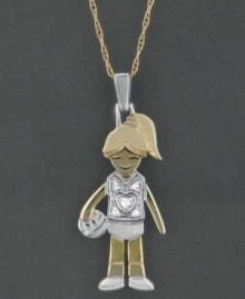 Let your sporty side go wild! This eye-catching pendant features round-cut diamond accents set in 14k gold. Approximate length: 18 inches. Approximate drop: 1 inch. A Child is Forever(tm). Let your sporty side go wild! This eye-catching pendant features round-cut diamond accents set in 14k gold. Approximate length: 18 inches. Approximate drop: 1 inch. A Child is Forever(tm).