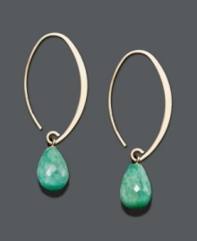 Liven up any look with a bright pop of color. A sweep of 14k gold highlights a faceted amazonite drop (6-3/4 ct. t.w.). Approximate drop: 1-1/2 inches.