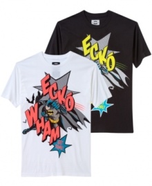 Go retro. This Ecko Unltd shirt takes comic-book cool to new heights with this old-school Batman tee.