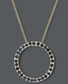 Romance forever. Effy Collection's eternity-circle themed pendant highlights round-cut sapphires (5/8 ct. t.w.) within a delicate, 14k gold setting. Approximate length: 16 inches. Approximate drop: 11/16 inch. Romance forever. Effy Collection's eternity-circle themed pendant highlights round-cut sapphires (5/8 ct. t.w.) within a delicate, 14k gold setting. Approximate length: 16 inches. Approximate drop: 11/16 inch.