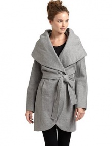 THE LOOKDramatic shawl collarLightly padded shouldersWrap frontCocoon silhouetteRemovable tie-front beltDual front seam pocketsTHE FITAbout 33 from shoulder to hemTHE MATERIALWool/polyester/viscose/other fibersFully linedCARE & ORIGINDry cleanImportedModel shown is 5'10 (177cm) wearing US size Small. THE LOOKDramatic shawl collarLightly padded shouldersWrap frontCocoon silhouetteRemovable tie-front beltDual front seam pocketsTHE FITAbout 33 from shoulder to hemTHE MATERIALWool/polyester/viscose/other fibersFully linedCARE & ORIGINDry cleanImportedModel shown is 5'10 (177cm) wearing US size Small.