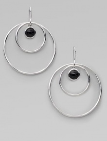 From the Scultura Collection. Double circles of polished sterling silver surround a center drop of smooth black onyx.Black onyx Sterling silver Diameter, about 2¼ Ear wire Imported From the Scultura Collection. Double circles of polished sterling silver surround a center drop of smooth black onyx.Black onyx Sterling silver Diameter, about 2¼ Ear wire Imported