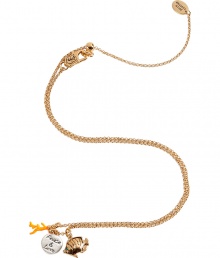 Add a stylish accent to your off-duty look with this quirky fish charm necklace from Juicy Couture - Brass fish, faux coral, and Peace & Love charms on an adjustable brass chain - Wear with a flirty floral frock and espadrille wedges Add a stylish accent to your off-duty look with this quirky fish charm necklace from Juicy Couture - Brass fish, faux coral, and Peace & Love charms on an adjustable brass chain - Wear with a flirty floral frock and espadrille wedges