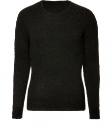 With its ultra soft wool-mohair mix and versatile jet black hue, Neil Barretts crew neck pullover is a timeless classic must - Rounded neckline, long sleeves, ribbed trim, slim fit - Pair with favorite jeans and boots, or layer with dress shirts and sharply cut blazers