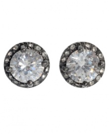 Classic crystal studs with an attitude, by Betsey Johnson. Set in hematite-plated silvertone mixed metal.