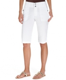 Sporty and totally stylish, INC's slim bermuda shorts get dressed up with sparkling rhinestone accents!