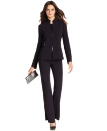Minimalist and totally refined, Tahari by ASL's sleek jacket and pantsuit comes with a coordinating shell in a subtle yet special floral print. Minimalist and totally refined, Tahari by ASL's sleek jacket and pantsuit comes with a coordinating shell in a subtle yet special floral print.