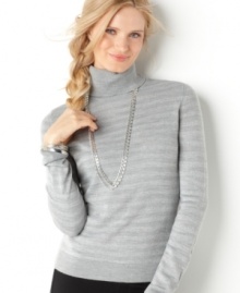 Shine on in this Charter Club turtleneck sweater. Metallic thread and a cushy knit blend make it as soft as it is sparkly!