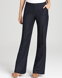 A refreshing alternative to classic black, these T Tahari pants boast a crisp indigo hue for a summer-fresh approach to your 9-to-5.