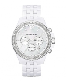 Blinding beauty: a sparkling white watch by Michael Kors.