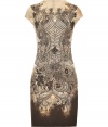 With an edgy tattoo-inspired print and a figure-hugging fit, this McQ Alexander McQueen Sheath dress will get you noticed - Round neck, short cap sleeves, fitted silhouette, all-over print, concealed back zip closure, dip-dye detail at hem - Pair with a modernized trench and statement heels