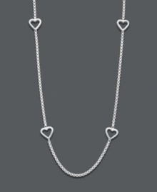Express a love -- and style -- that's divine. Open-cut heart stations adorn this delicate sterling silver necklace by Giani Bernini. Approximate length: 16 inches. Express a love -- and style -- that's divine. Open-cut heart stations adorn this delicate sterling silver necklace by Giani Bernini. Approximate length: 16 inches.