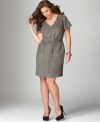 This short sleeve dress from DKNY Jeans' collection of plus size clothes gives you the luxurious look of suede for a lot less and is accentuated by a belted waist--it's plus size fashion that's perfect from day to play! (Clearance)