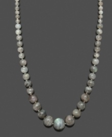 Polish your look in neutral tones. This versatile necklace features graduated, labradorite beads (6-16 mm) and a 14k gold clasp. Approximate length: 18 inches. Polish your look in neutral tones. This versatile necklace features graduated, labradorite beads (6-16 mm) and a 14k gold clasp. Approximate length: 18 inches.