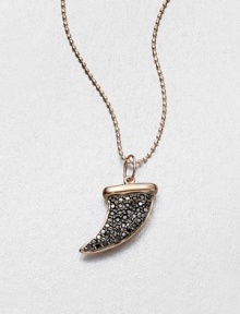 A horn-shaped pendant with rich black diamonds set in black rhodium and 14k rose gold on a ball chain. Black diamonds, .22 tcw14k rose goldBlack rhodiumLength, about 16Pendant size, about .5Lobster clasp closureImported A horn-shaped pendant with rich black diamonds set in black rhodium and 14k rose gold on a ball chain. Black diamonds, .22 tcw14k rose goldBlack rhodiumLength, about 16Pendant size, about .5Lobster clasp closureImported