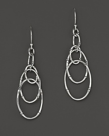 Overlapping ovals of bamboo-shaped sterling silver gently swing and dangle.