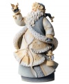 Classic Santa Claus stands proudly in this Christmas figurine, featuring glittering crystal embellishments with the phrase gift of peace inscribed along the bottom.