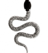 Quite striking. Judith Jack's brooch is crafted from sterling silver with marcasite (9/10 ct. t.w.) and onyx (2-7/10 ct. t.w.) adding a bold touch to the snake motif. Approximate length: 3 inches.