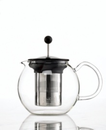 Make it tea for two... or more. A handsome conversation piece made of borosilicate glass, so you can experience the rich colors of the tea as it brews, with a high-grade stainless steel filter that draws out the most flavor and richest notes from your favorite tea. A traditional press system lets you stop brewing as desired. 1-year warranty. Make it tea for two... or more. A handsome conversation piece made of borosilicate glass, so you can experience the rich colors of the tea as it brews, with a high-grade stainless steel filter that draws out the most flavor and richest notes from your favorite tea. A traditional press system lets you stop brewing as desired. 1-year warranty.