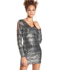 Metallic sequins and split sleeves create a luxe effect on this curve-hugging dress from As U Wish -- a total show-stopper!