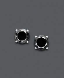 Elegance in ebony. Black diamonds (3/4 ct. t.w.) set in 14k white gold give this pair of earrings a sophisticated touch. Approximate diameter: 3/4 inch. Elegance in ebony. Black diamonds (3/4 ct. t.w.) set in 14k white gold give this pair of earrings a sophisticated touch. Approximate diameter: 3/4 inch.