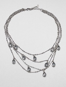From the Social Graces Collection. A modern and sparkling design with pavé stones set in a feminine teardrop shape on a ball chain. Glass stonesWhite metalLength, about 20Pendant size, about 2Lobster clasp closureImported From the Social Graces Collection. A modern and sparkling design with pavé stones set in a feminine teardrop shape on a ball chain. Glass stonesWhite metalLength, about 20Pendant size, about 2Lobster clasp closureImported